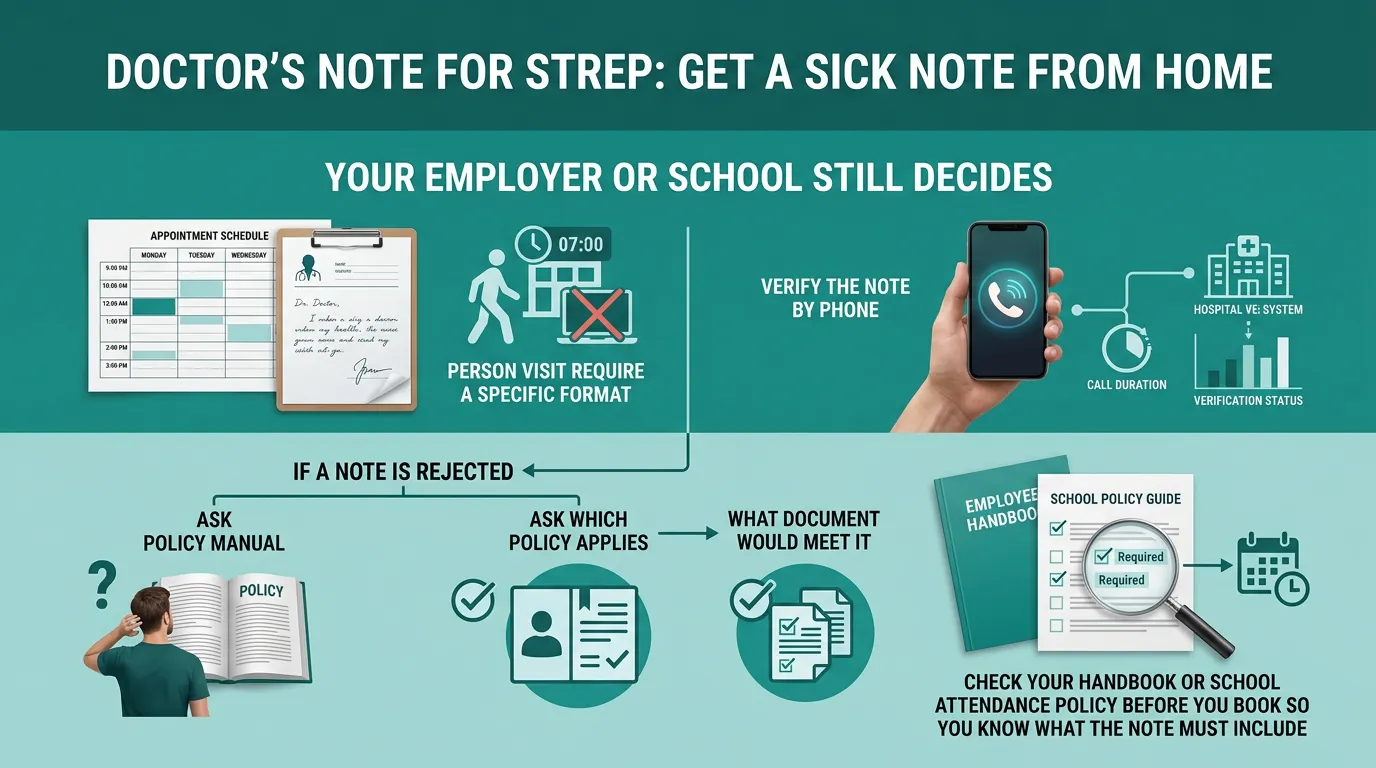 Infographic: Your Employer or School Still Decides - Doctor’s Note for Strep: Get a Sick Note From Home